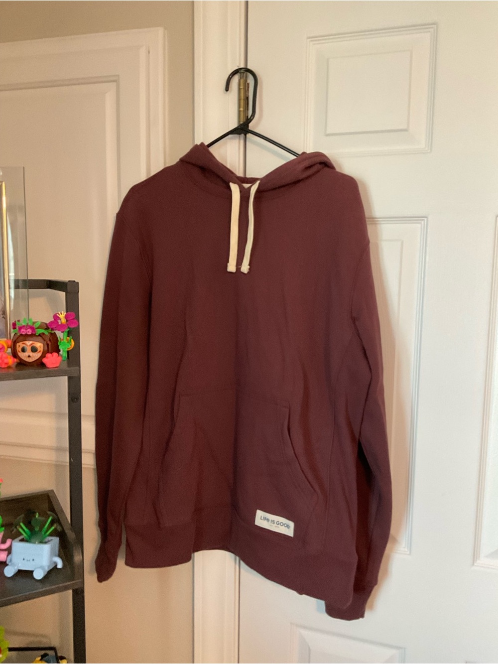 Life Is Good Women’s Hoodie Burgundy Tree Graphic Spread Good Vibes Size M